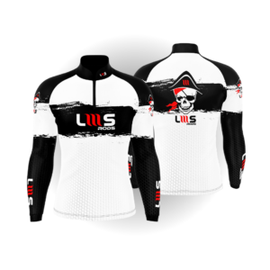 Varas Lumis - CAMISA DE PESCA LMS RODS - BRANCO E PRETO
